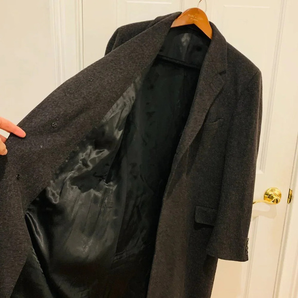 Vintage F.R. Tripler & Co. Signature Gray Charcoal 100% Cashmere Overcoat Coat - Picture 13 of 16